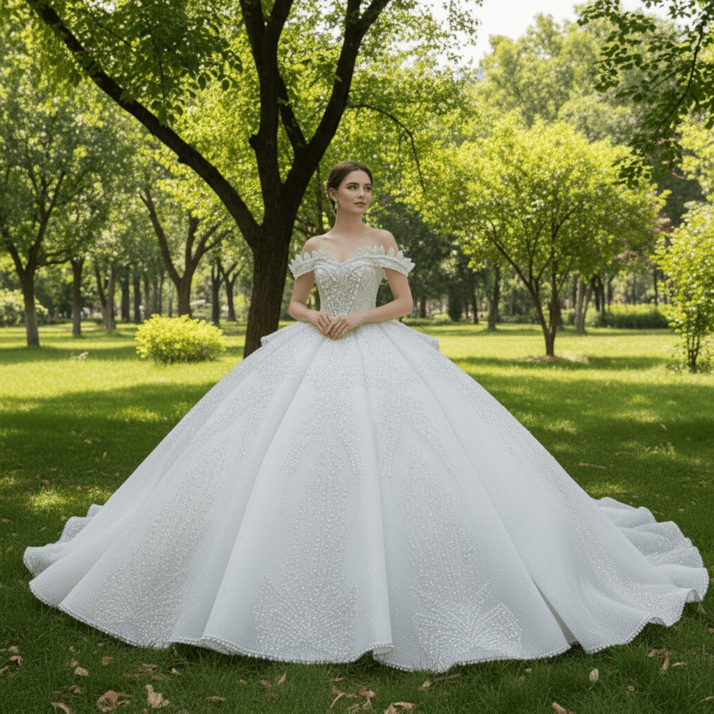 Sparkly Wedding Dresses Glitter Wedding Gowns with Puffy Skirt - Rosymae