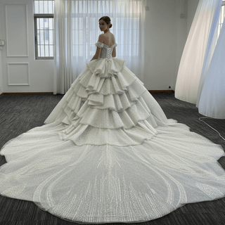 Sparkly Wedding Dresses Glitter Wedding Gowns with Puffy Skirt - Rosymae