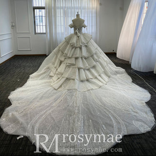 Sparkly Wedding Dresses Glitter Wedding Gowns with Puffy Skirt - Rosymae