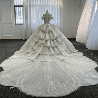 Sparkly Wedding Dresses Glitter Wedding Gowns with Puffy Skirt - Rosymae