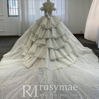 Sparkly Wedding Dresses Glitter Wedding Gowns with Puffy Skirt - Rosymae
