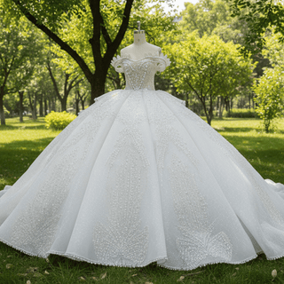 Sparkly Wedding Dresses Glitter Wedding Gowns with Puffy Skirt - Rosymae