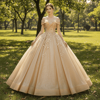 Sparky Off The Shoulder Ball Gown Lace Applique Quinceanera Dresses - Rosymae