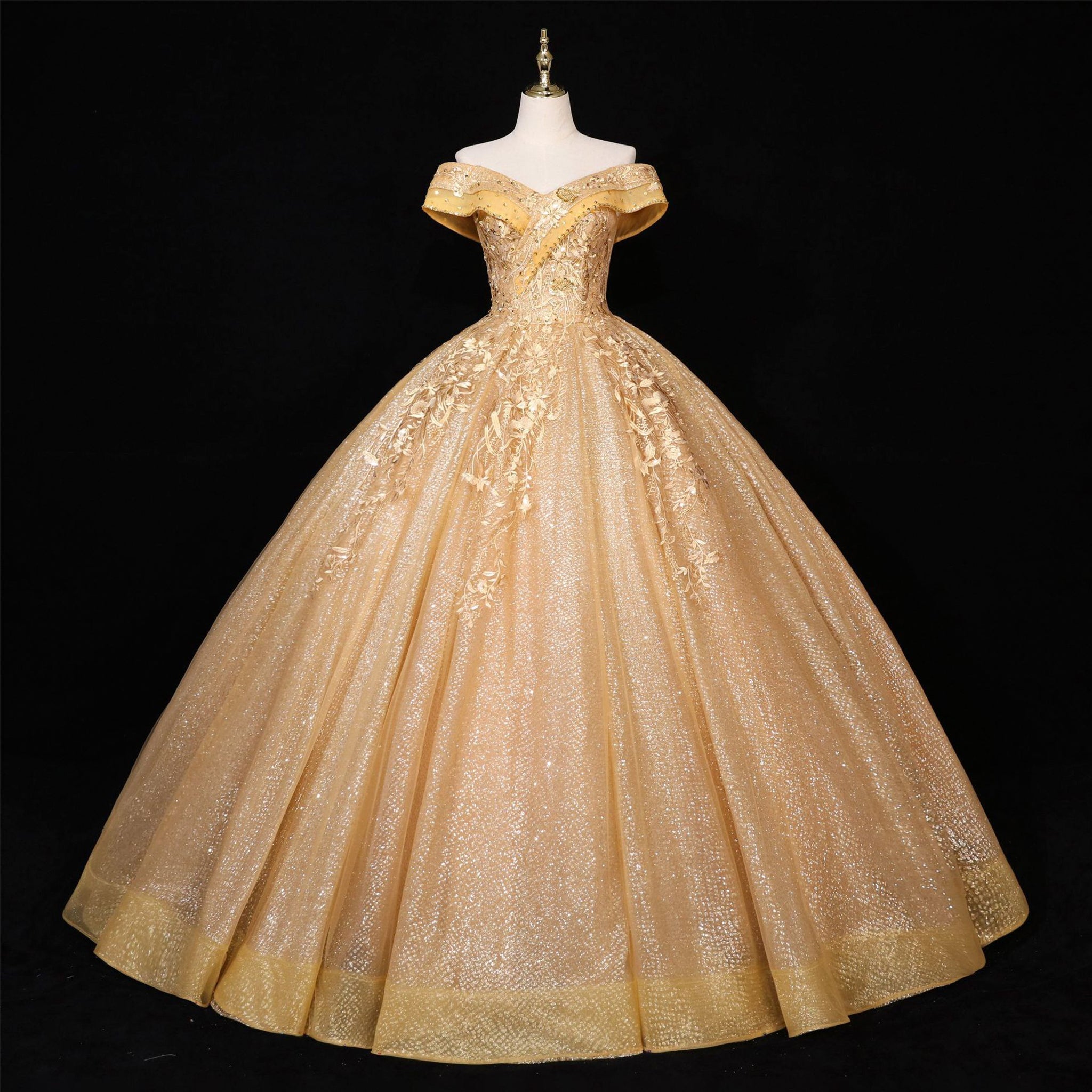 Sparky Off The Shoulder Ball Gown Lace Applique Quinceanera Dresses - Rosymae