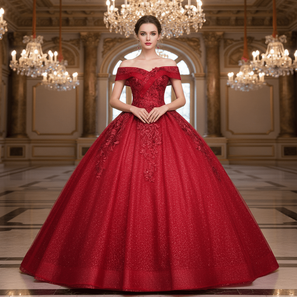 Sparky Off The Shoulder Ball Gown Lace Applique Quinceanera Dresses - Rosymae