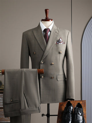 Spring And Autumn Double Breasted British Style Three Piece Men's Suit Set - Rosymae