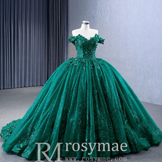 Spring Green Ball Gown Quinceanera Dress with Off the Shoulder - Rosymae