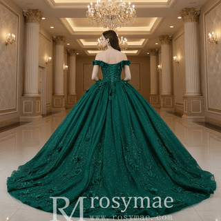 Spring Green Ball Gown Quinceanera Dress with Off the Shoulder - Rosymae