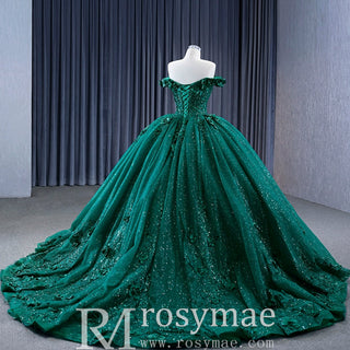 Spring Green Ball Gown Quinceanera Dress with Off the Shoulder - Rosymae
