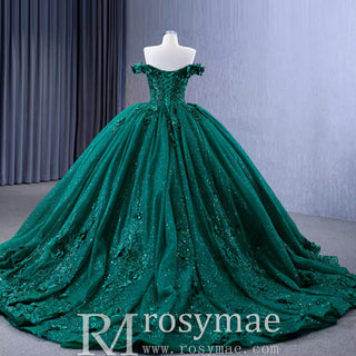 Spring Green Ball Gown Quinceanera Dress with Off the Shoulder - Rosymae