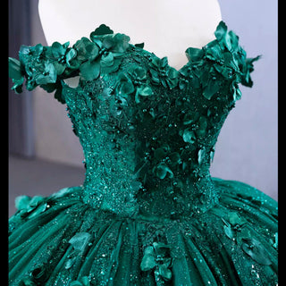 Spring Green Ball Gown Quinceanera Dress with Off the Shoulder - Rosymae
