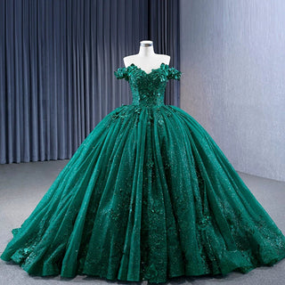Spring Green Ball Gown Quinceanera Dress with Off the Shoulder - Rosymae
