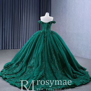Spring Green Ball Gown Quinceanera Dress with Off the Shoulder - Rosymae