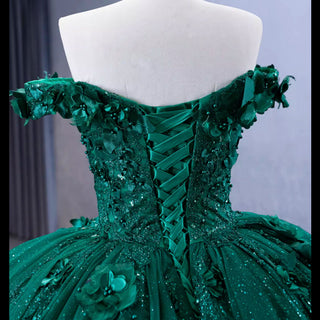 Spring Green Ball Gown Quinceanera Dress with Off the Shoulder - Rosymae