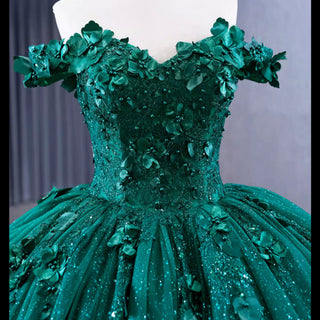 Spring Green Ball Gown Quinceanera Dress with Off the Shoulder - Rosymae