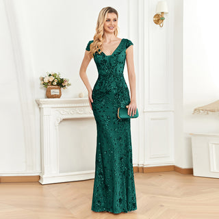 Temperament Slim Formal Evening Dress Mermaid Sequins Prom Dresses Hunter Green / S Temperament Slim Formal Evening Dress Mermaid Sequins Prom Dresses Hunter Green / S