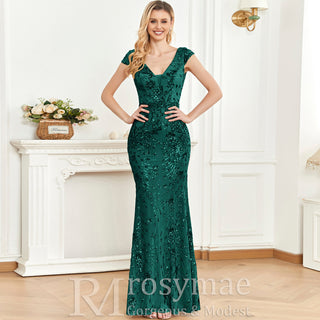 Temperament Slim Formal Evening Dress Mermaid Sequins Prom Dresses