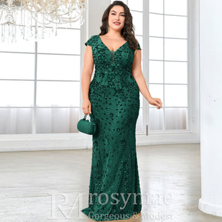 Sparkly Sequined Plus Size Mermaid Long Mother of the Bride Dress