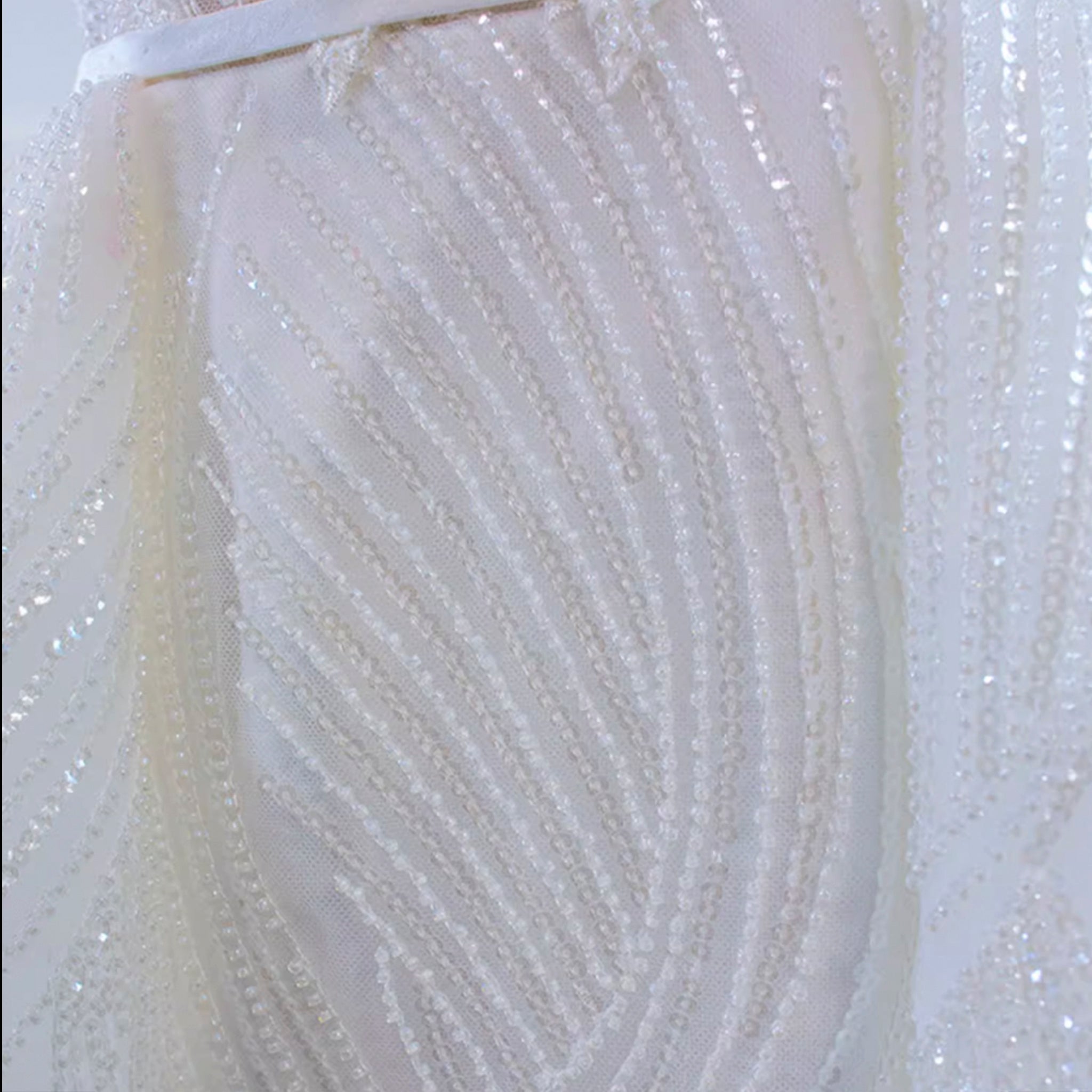 Square Neck Sparkly Lace A-line Wedding Dress with Leg Slit - Rosymae