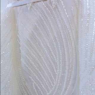 Square Neck Sparkly Lace A-line Wedding Dress with Leg Slit - Rosymae