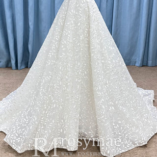 Tank Top A-line Lace Wedding Dress with Square-neck