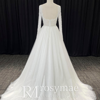 Gorgeous Square Neckline Wedding Dresses with Long Sleeves