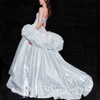 Strapless Straight Neckline Ball Gown Wedding Dress With Detachable Sleeves