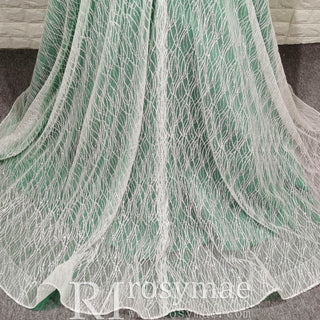 Strapless Long Dark Green Sparkly Formal Prom Dress with Lace Appliqued