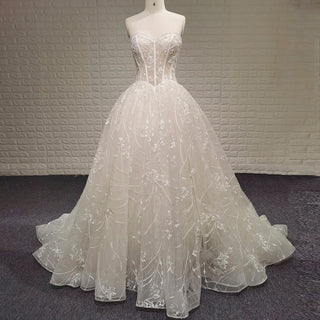 Strapless A-line Lace Wedding Dress with Sweetheart Neckline - Rosymae