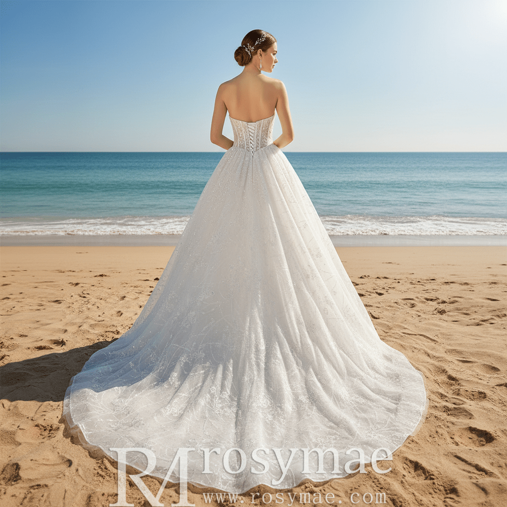 Strapless A-line Lace Wedding Dress with Sweetheart Neckline - Rosymae