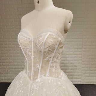 Strapless A-line Lace Wedding Dress with Sweetheart Neckline - Rosymae