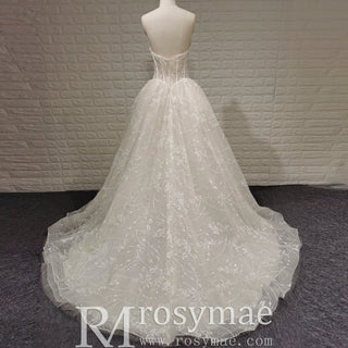 Strapless A-line Lace Wedding Dress with Sweetheart Neckline - Rosymae