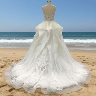 Strapless A-line Sweetheart Neck Wedding Dress with Ruffle Skirt - Rosymae