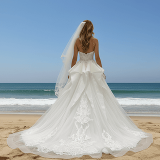 Strapless A-line Sweetheart Neck Wedding Dress with Ruffle Skirt - Rosymae