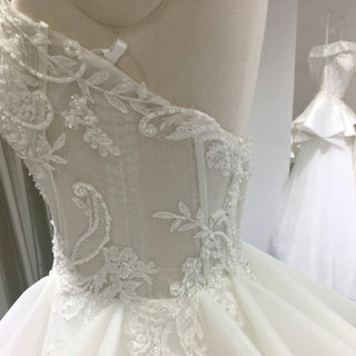 Strapless A-line Sweetheart Neck Wedding Dress with Ruffle Skirt - Rosymae