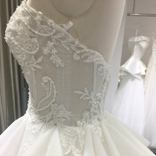 Strapless A-line Sweetheart Neck Wedding Dress with Ruffle Skirt - Rosymae