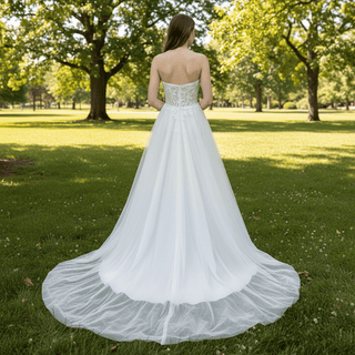 Strapless A-line Sweetheart Tulle Wedding Dress with Lace Bodice - Rosymae