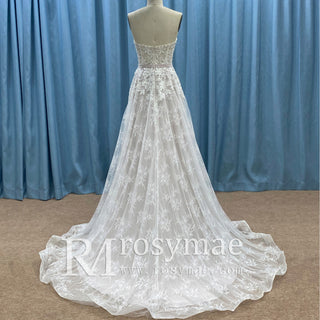 Strapless Elegant Lace Wedding Dress with Sweetheart Neckline