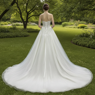 Trendy Design A-line Tulle Lace Wedding Dress with Detachable Top