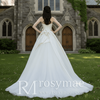 Strapless Asymmetrical Wedding Dress Ruffle Bridal Gown - Rosymae