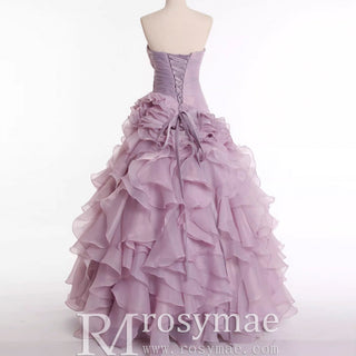 Strapless Ball Gown Layered Ruffle Wedding Dress with Sweetheart - Rosymae