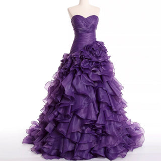 Strapless Ball Gown Layered Ruffle Wedding Dress with Sweetheart - Rosymae