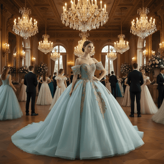 Strapless Ball Gown Overskirt Dress with Royal Train and Delicate Beadwork - Rosymae