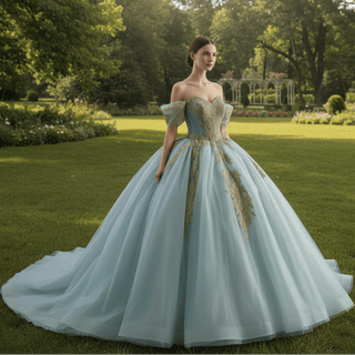 Strapless Ball Gown Overskirt Dress with Royal Train and Delicate Beadwork - Rosymae