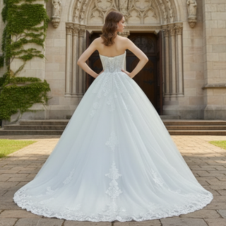 Strapless Ballgown Wedding Dresses and Bridal Gowns Tulle and Lace
