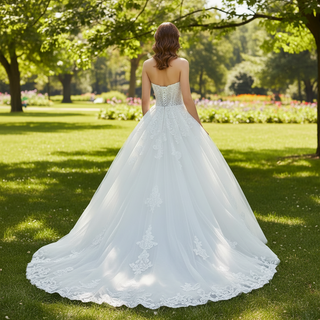 Robe de bal sans bretelles Robes de mariée et robes de mariée Tulle et dentelle
