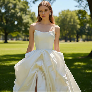 Strapless Beach High Low Wedding Dress with Low Back - Rosymae