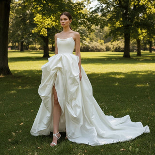 Strapless Beach High Low Wedding Dress with Low Back – Rosymae