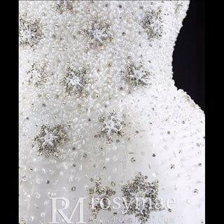 Strapless Beaded Star Wedding Dress Sheer A-line Bridal Gown - Rosymae