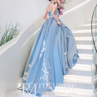 Princess Style Satin Wedding Dresses Strapless Bridal Gowns